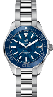 Orologio da polso TAG Heuer Aquaracer con quadrante blu madreperla e bracciale in acciaio