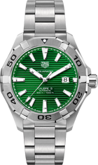 TAG Heuer Aquaracer 300M Uomo 43 mm Acciaio Quadrante Verde Soleil Lunetta Girevole Vetro Zaffiro Calibre 5 Automatico Data Bracciale Acciaio 30 ATM Swiss Made Ref. WAY2015.BA0927