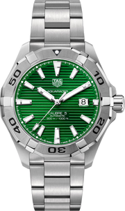 Orologio subacqueo in acciaio con quadrante verde, lunetta girevole e datario 8