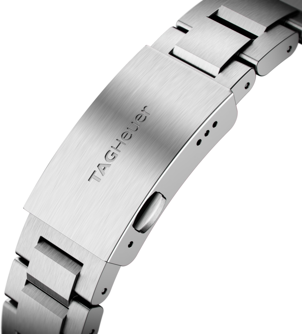 Bracciale in acciaio con fibbia e incisione TAG Heuer.