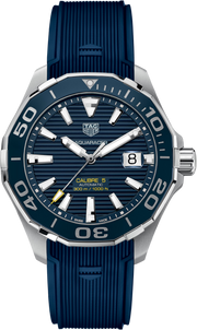 Orologio subacqueo TAG Heuer Aquaracer con quadrante blu e cinturino in gomma blu