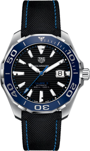 Orologio TAG Heuer subacqueo uomo in acciaio, quadrante nero con lunetta blu e data