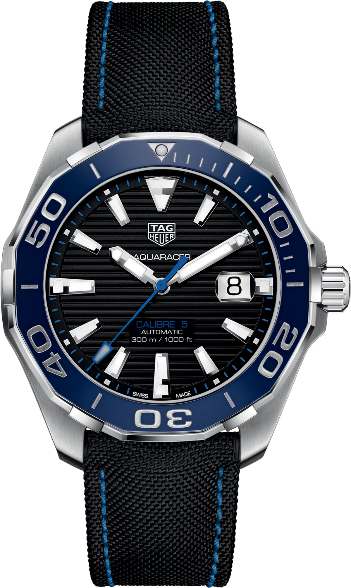 Orologio TAG Heuer subacqueo uomo in acciaio, quadrante nero con lunetta blu e data