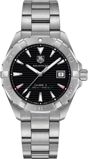 Orologio TAG Heuer Aquaracer 300M in acciaio, quadrante nero, lunetta girevole, datario