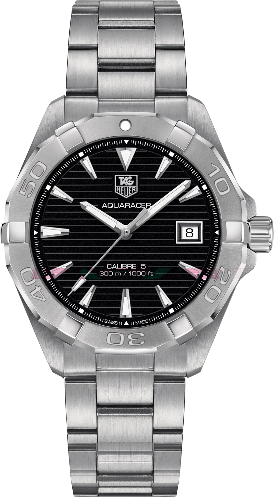 TAG Heuer Aquaracer 300M Calibre 5 Automatico Uomo 41 mm Acciaio Quadrante Nero Lunetta Girevole Unidirezionale Vetro Zaffiro Data Bracciale Acciaio 30 ATM Swiss Made Ref. WAY2110.BA0928