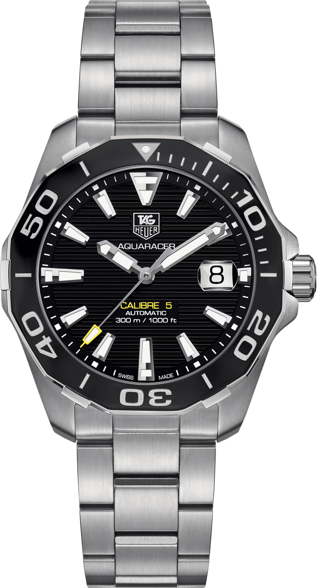 Orologio TAG Heuer Aquaracer da uomo, acciaio, quadrante nero, lunetta girevole
