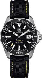 TAG Heuer Aquaracer 300M Calibre 5 Automatico Uomo 41 mm Acciaio Quadrante Nero Soleil Lunetta Girevole in Ceramica Nera Vetro Zaffiro Data Cinturino Nylon Nero 30 ATM Swiss Made Ref. WAY211A.FC6362