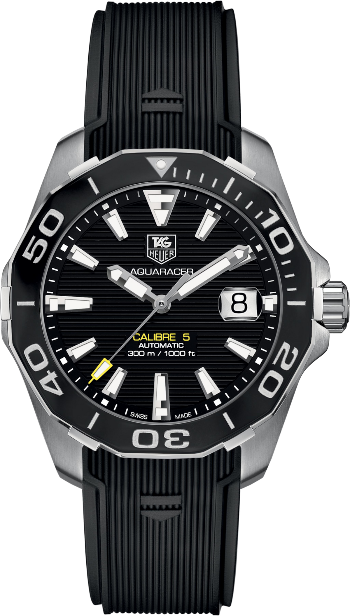 Orologio subacqueo TAG Heuer Aquaracer con quadrante nero e cinturino in caucciù
