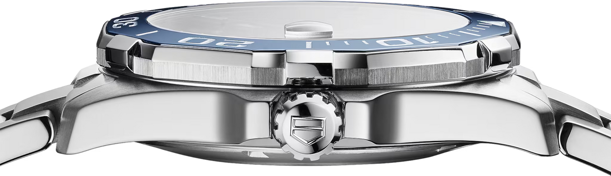 Cassa dell’orologio Aquaracer TAG Heuer in acciaio con lunetta blu e corona