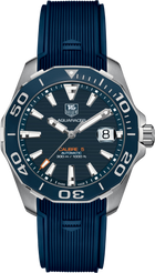 TAG Heuer Aquaracer 300M Calibre 5 Automatico Uomo 41 mm Acciaio Quadrante Blu Soleil Lunetta Girevole in Acciaio e Ceramica Vetro Zaffiro Data Cinturino Caucciù Blu 30 ATM Swiss Made Ref. WAY211C.FT6155