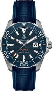 Orologio TAG Heuer Aquaracer blu con cinturino in caucciù e datario 8