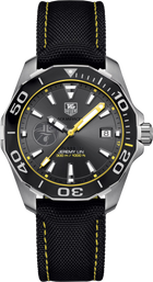 TAG Heuer Aquaracer 300M Calibre 5 Automatico Jeremy Lin Special Edition Uomo 41 mm Acciaio Quadrante Grigio Antracite Soleil Lunetta Girevole Unidirezionale Ceramica Nera Vetro Zaffiro Data Cinturino Nylon Nero 30 ATM Swiss Made Ref. WAY211F.FC6362
