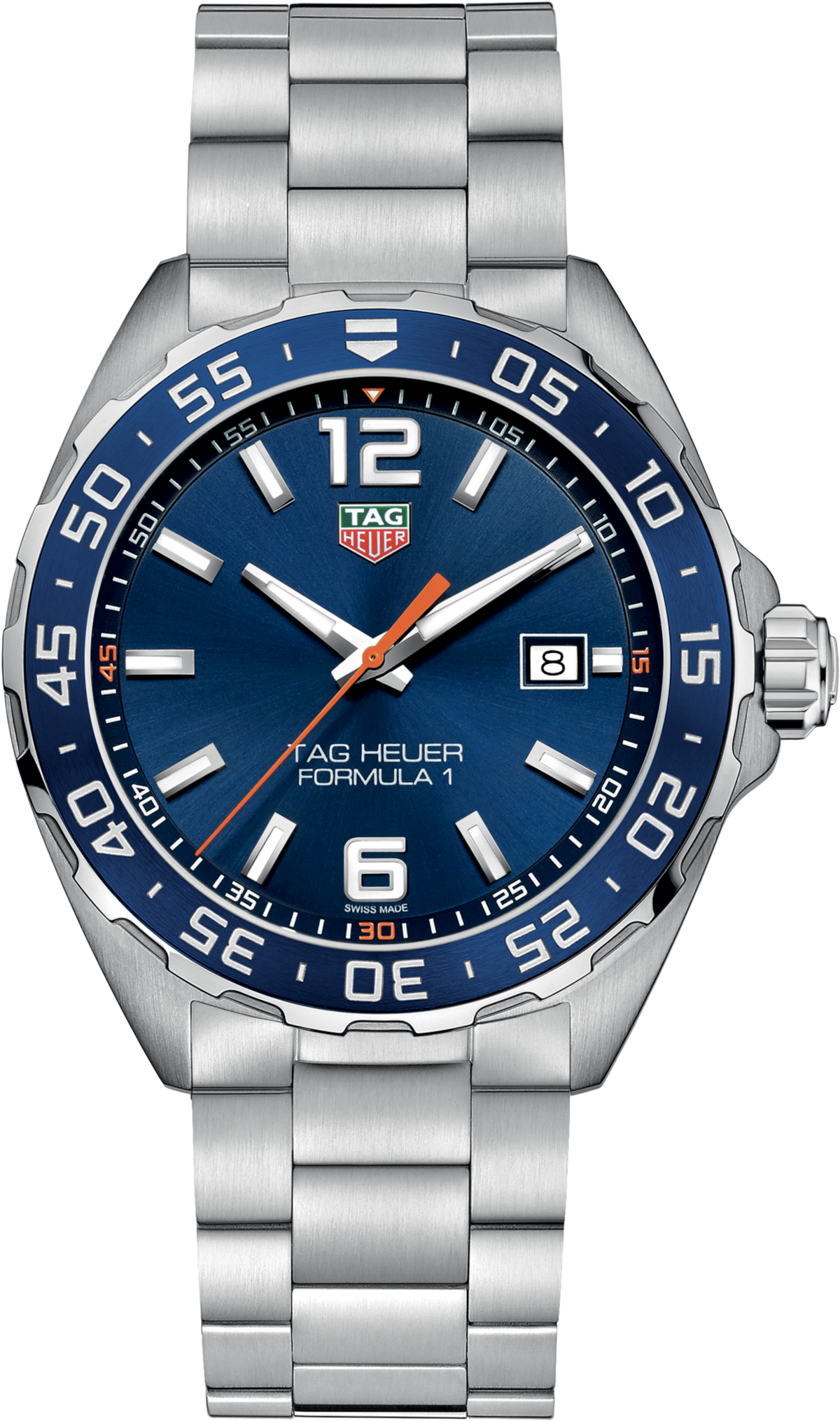 Orologio TAG Heuer Formula 1 con quadrante blu e lunetta girevole in acciaio