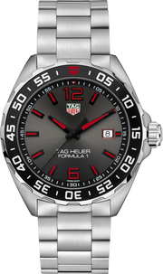 Orologio TAG Heuer Formula 1 in acciaio, quadrante nero con indici rossi e lunetta girevole