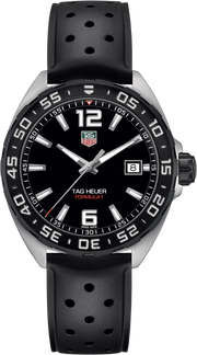 Orologio TAG Heuer Formula 1: cinturino in caucciù nero, quadrante nero opalino, lunetta nera