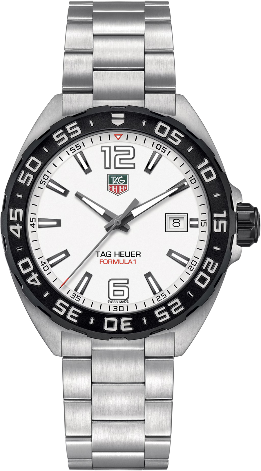 TAG Heuer Formula 1 Quarzo Uomo 41 mm Acciaio Quadrante Bianco Lunetta Girevole Vetro Zaffiro Data Bracciale Acciaio 20 ATM Swiss Made Ref. WAZ1111.BA0875