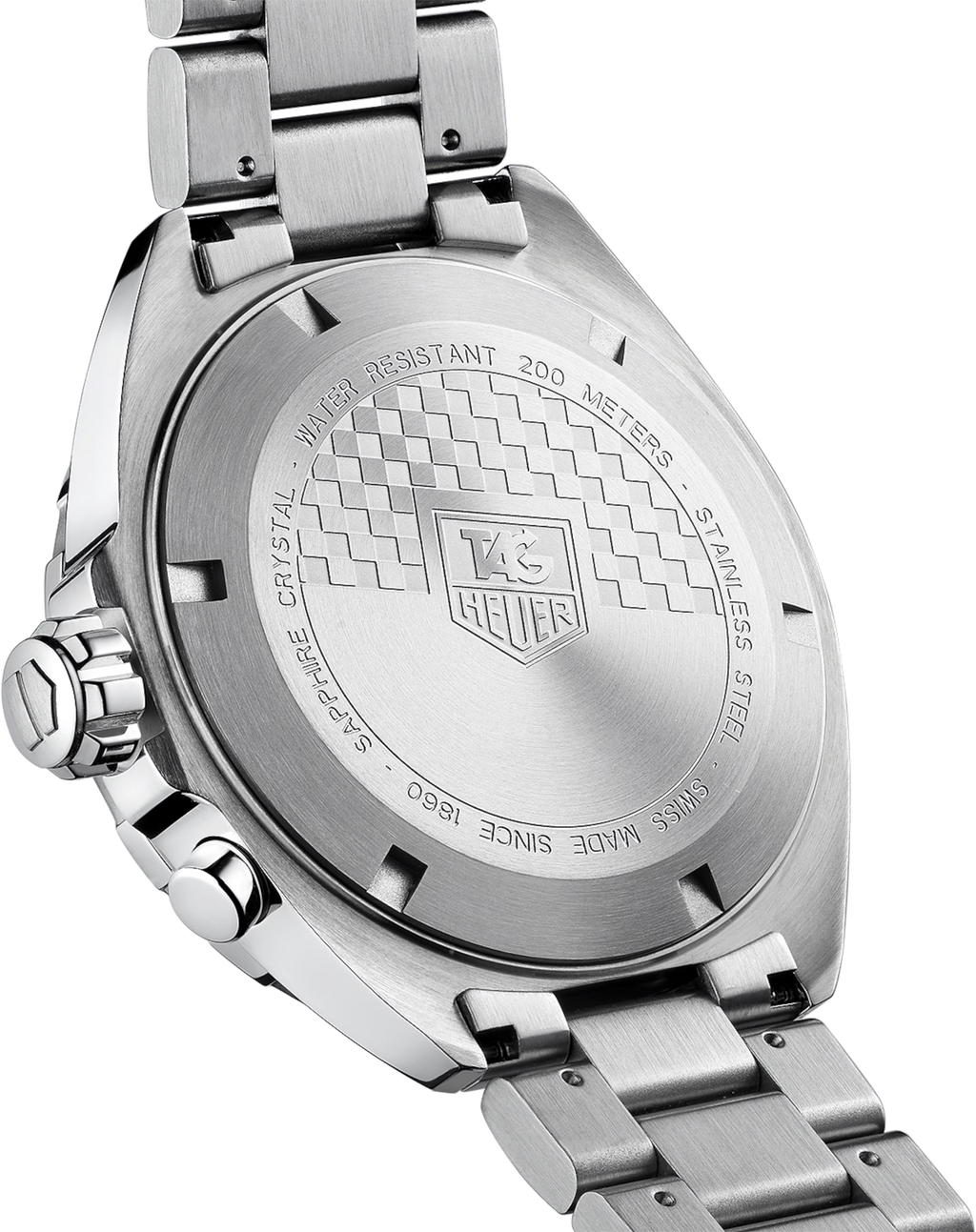 Retro cassa orologio TAG Heuer in acciaio con incisioni e resistenza 200 m