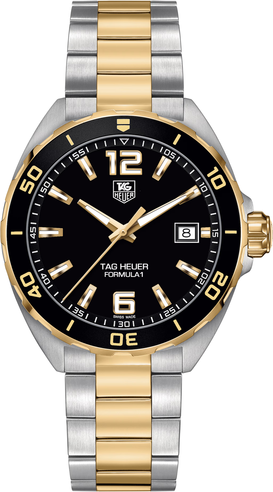 TAG Heuer Formula 1 Date Uomo 41 mm Acciaio Bicolore Quadrante Nero Lunetta Girevole Unidirezionale Oro Giallo Vetro Zaffiro Quarzo Data Bracciale Acciaio e Oro 20 ATM Swiss Made Ref. WAZ1121.BB0879