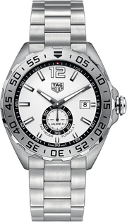 Orologio TAG Heuer Formula 1 automatico con quadrante bianco, lunetta nera e bracciale acciaio