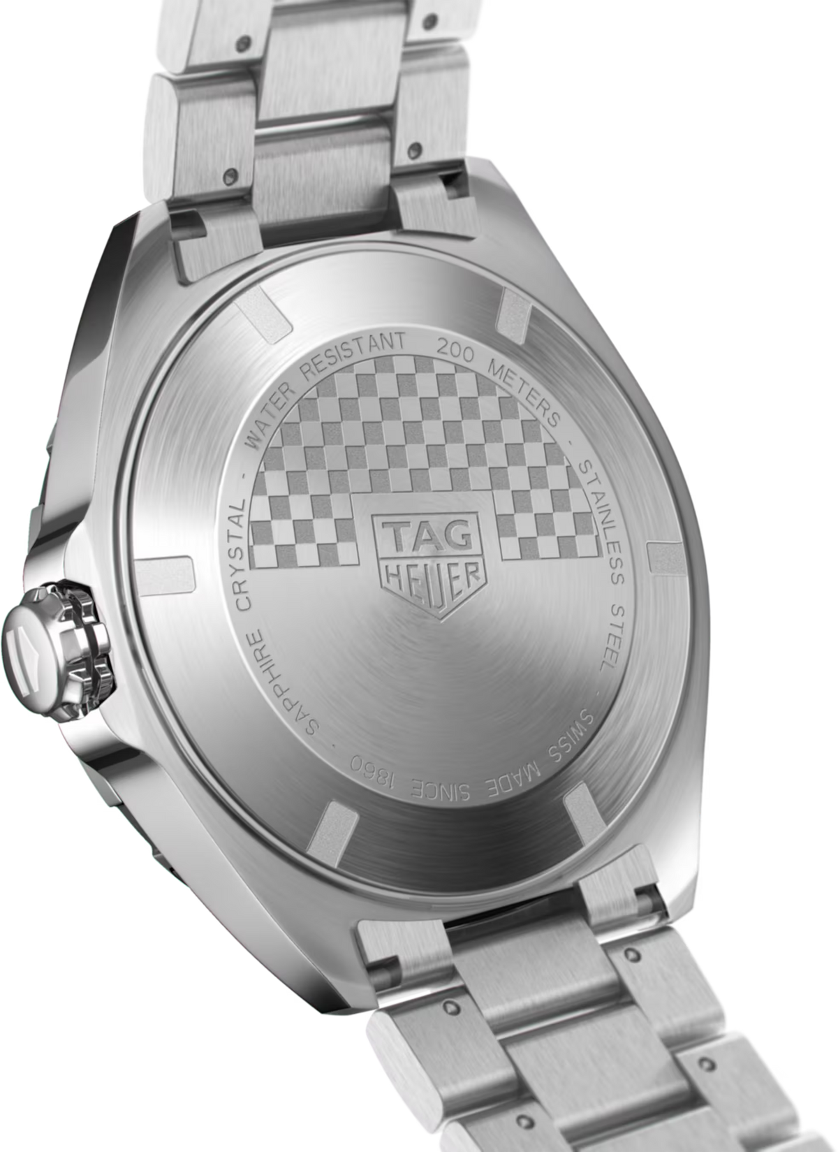 Retro cassa orologio TAG Heuer in acciaio con scritta 200 meters e TAG Heuer