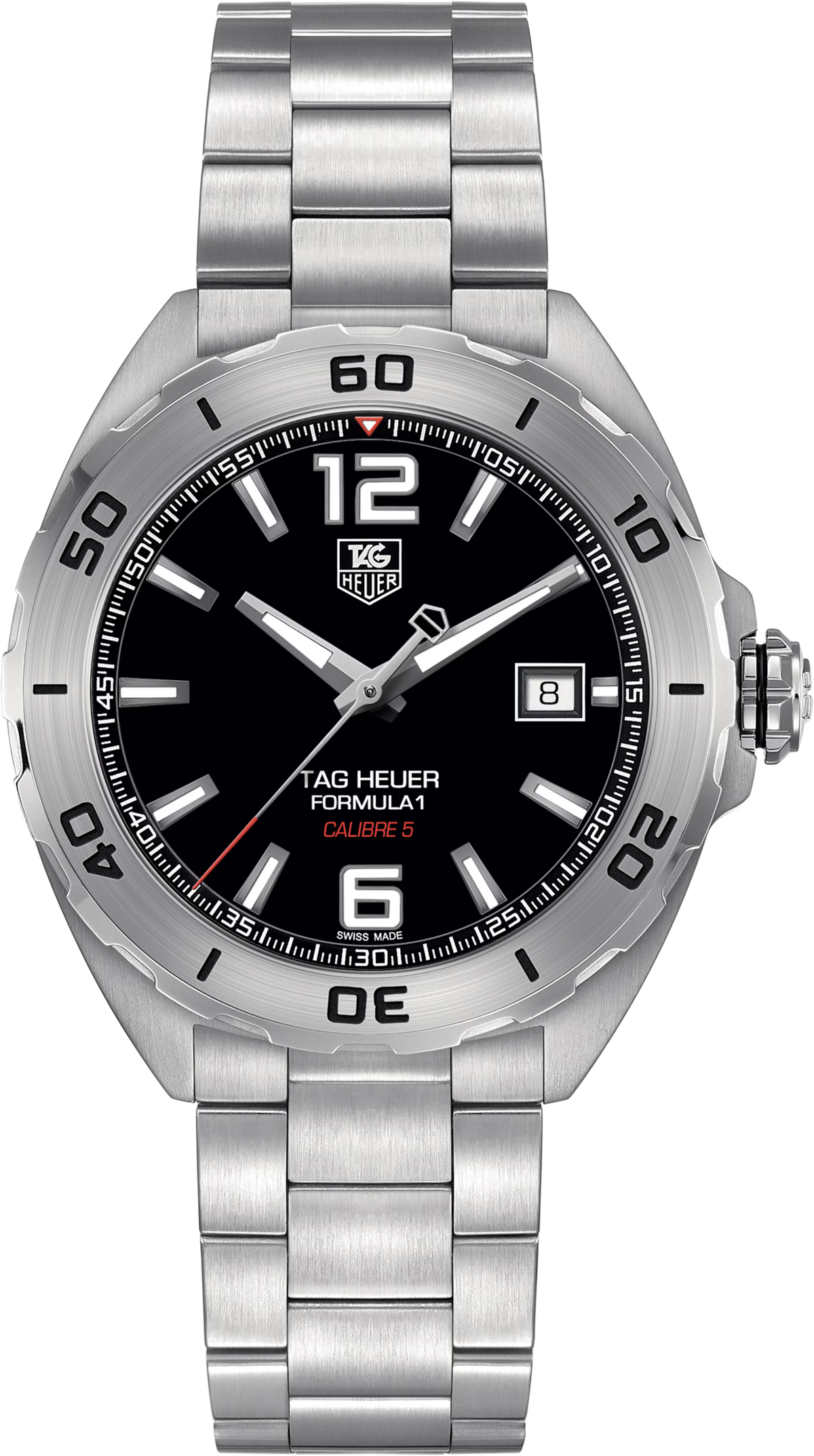 Orologio TAG Heuer Formula 1 in acciaio, quadrante nero, ghiera girevole, data