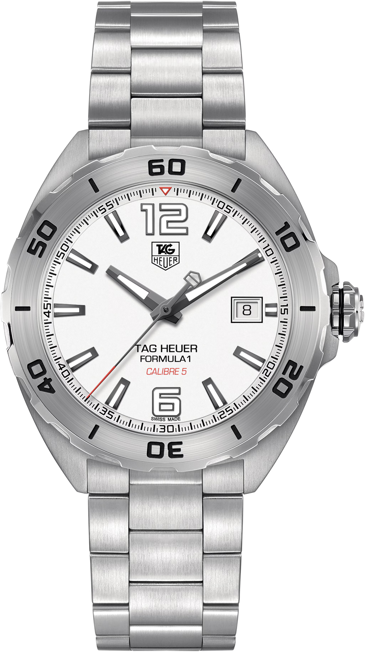 Orologio automatico da uomo TAG Heuer Formula 1 acciaio, quadrante bianco, lunetta girevole