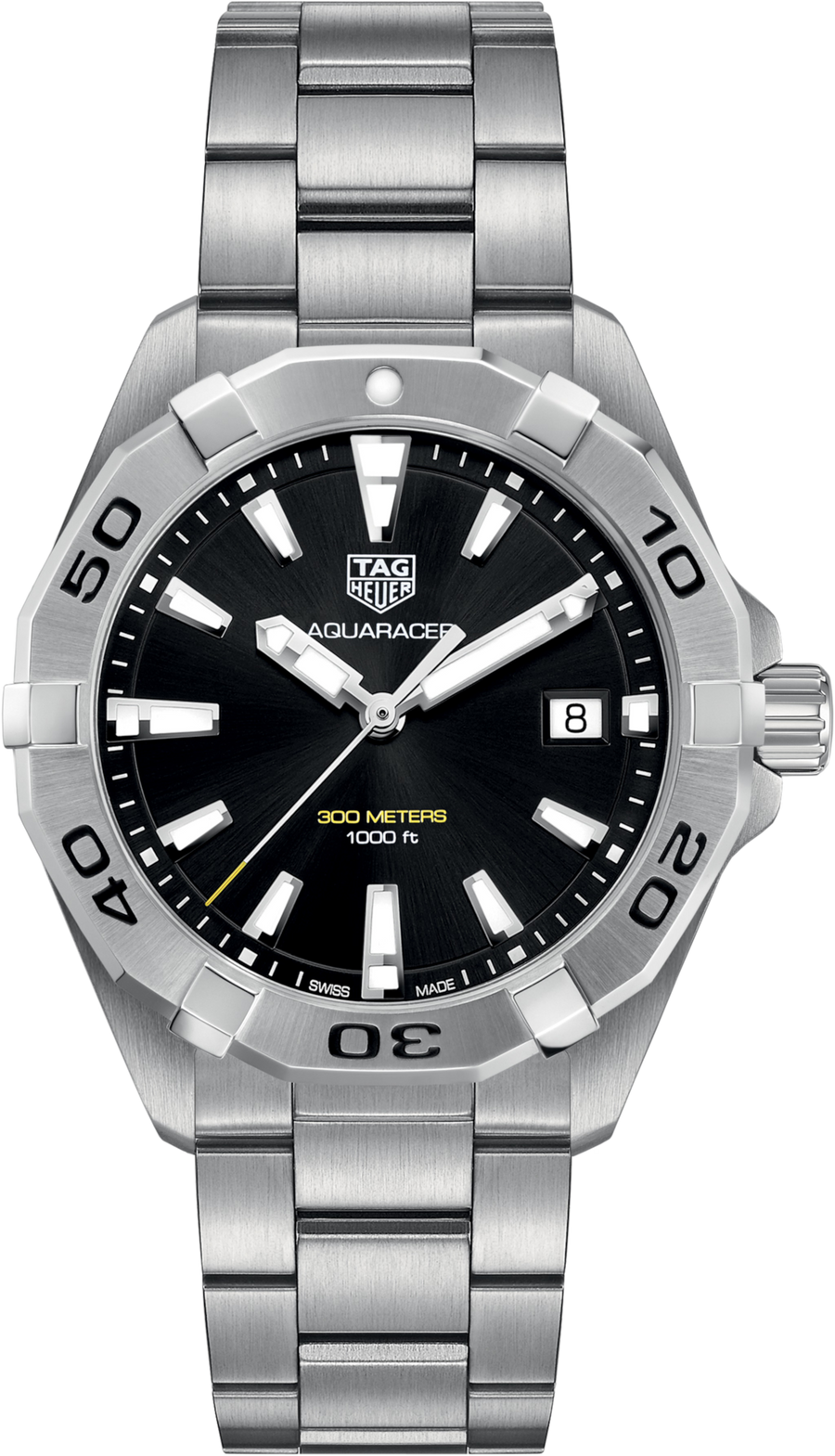 TAG Heuer Aquaracer 300M Uomo 41 mm Acciaio Quadrante Nero Soleil Lunetta Girevole Vetro Zaffiro Quarzo Data Bracciale Acciaio 30 ATM Swiss Made Ref. WBD1110.BA0928
