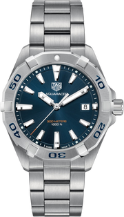 Orologio TAG Heuer Aquaracer in acciaio con quadrante blu e lunetta girevole