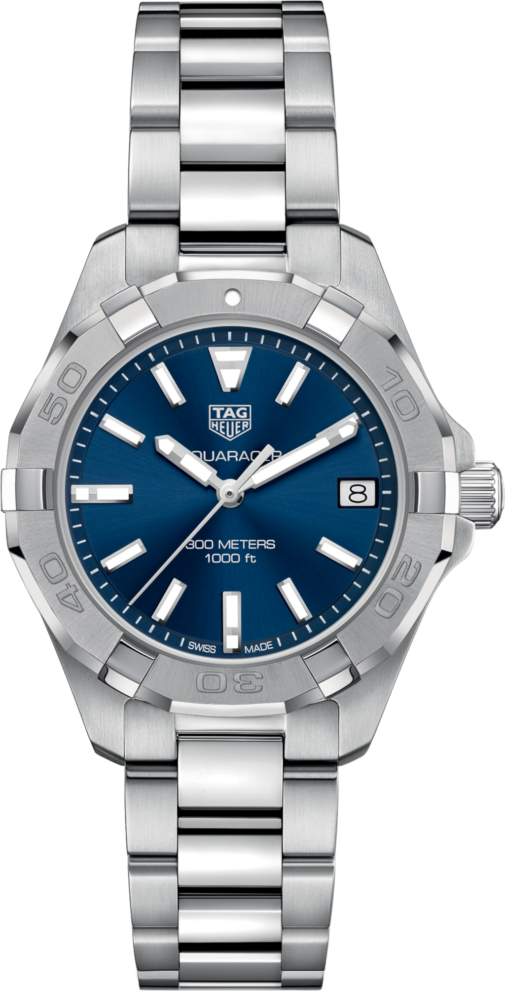 Orologio da polso TAG Heuer Aquaracer donna in acciaio, quadrante blu, lunetta girevole