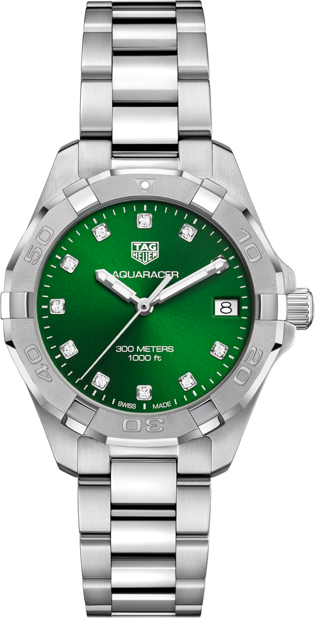 Orologio subacqueo TAG Heuer Aquaracer donna in acciaio, quadrante verde, 32 mm