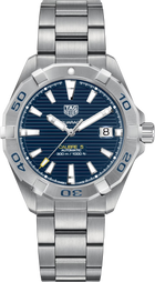 TAG Heuer Aquaracer 300M Calibre 5 Automatico Uomo 43 mm Acciaio Quadrante Blu Soleil Lunetta Girevole Unidirezionale Scala 60 Minuti Vetro Zaffiro Data Bracciale Acciaio 38 Ore 30 ATM Swiss Made Ref. WAY2012.BA0927