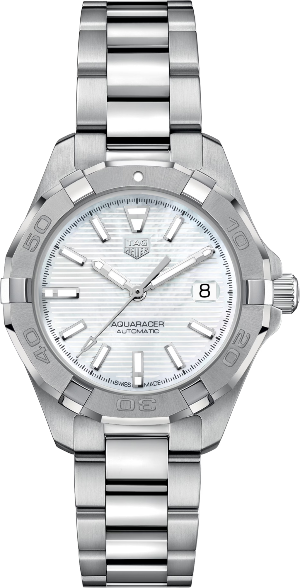 Orologio TAG Heuer Aquaracer donna acciaio, quadrante bianco madreperla, lunetta girevole