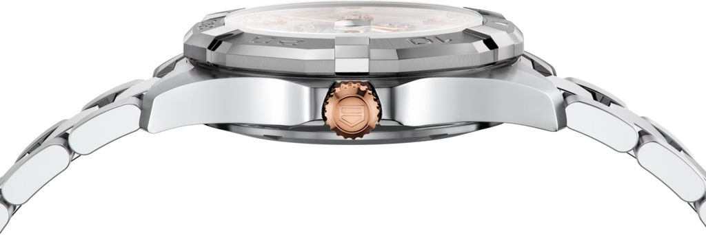 Orologio donna TAG Heuer Aquaracer, cassa d’acciaio con corona oro rosa e bracciale
