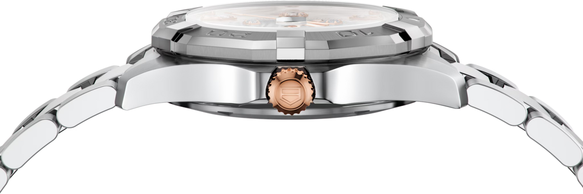Orologio donna TAG Heuer Aquaracer, cassa d’acciaio con corona oro rosa e bracciale