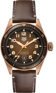 Orologio TAG Heuer bronzo con quadrante marrone fumé e cinturino in pelle