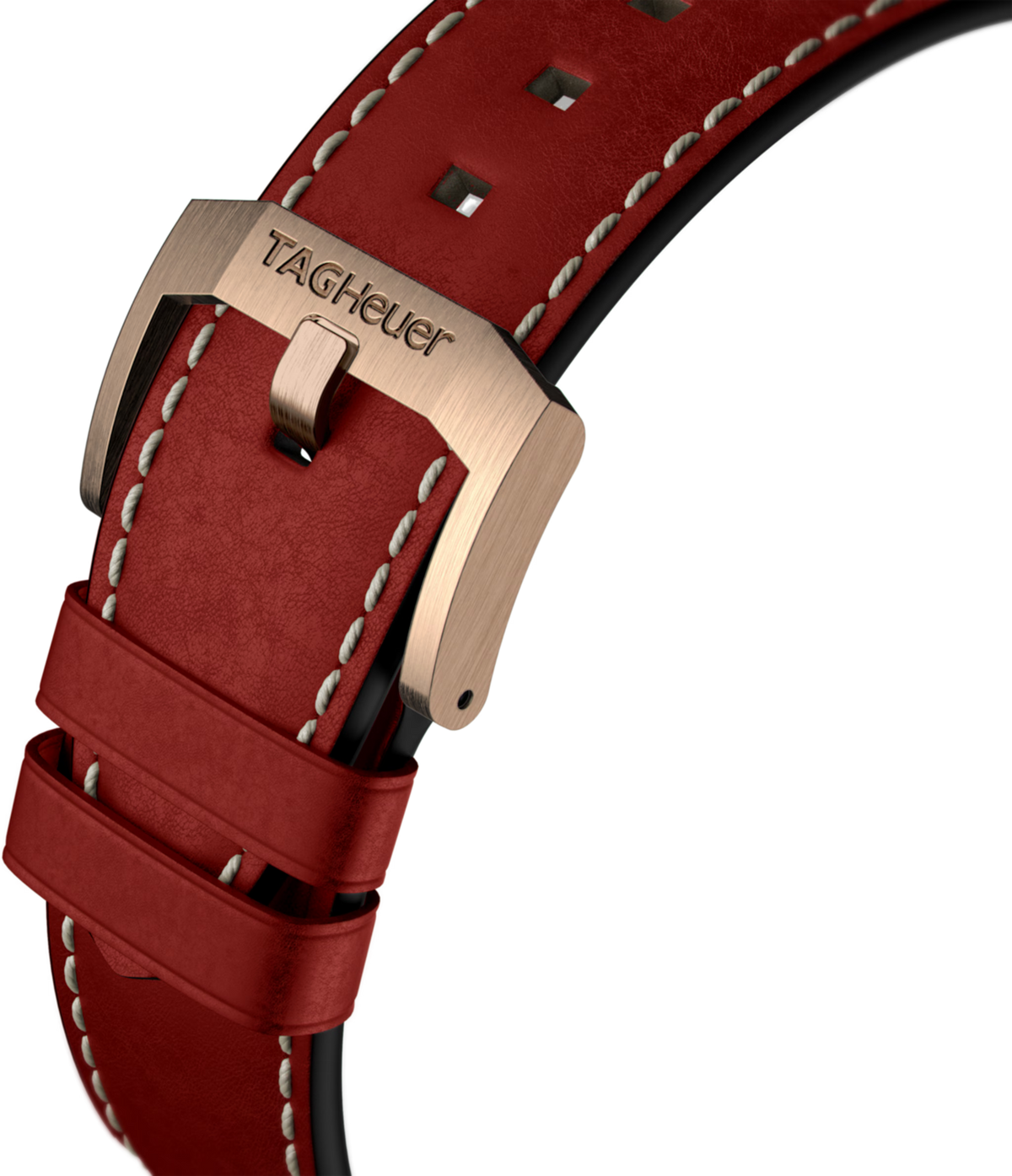 Orologio TAG Heuer con cinturino in pelle rosso e cuciture a contrasto