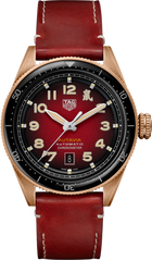 TAG Heuer Autavia Chinese New Year Uomo 42 mm Bronzo Quadrante Rosso Soleil Lunetta Girevole in Ceramica Vetro Zaffiro Calibre 5 COSC Automatico Cinturino Pelle Rosso 10 ATM Swiss Made Edizione Limitata Ref. WBE5193.FC8300