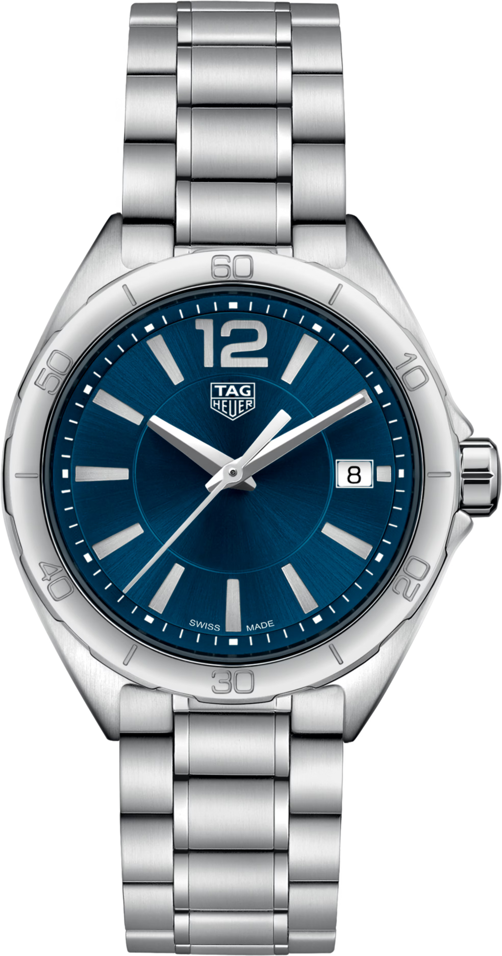 Orologio TAG Heuer donna in acciaio con quadrante blu, numeri e cinturino a maglie