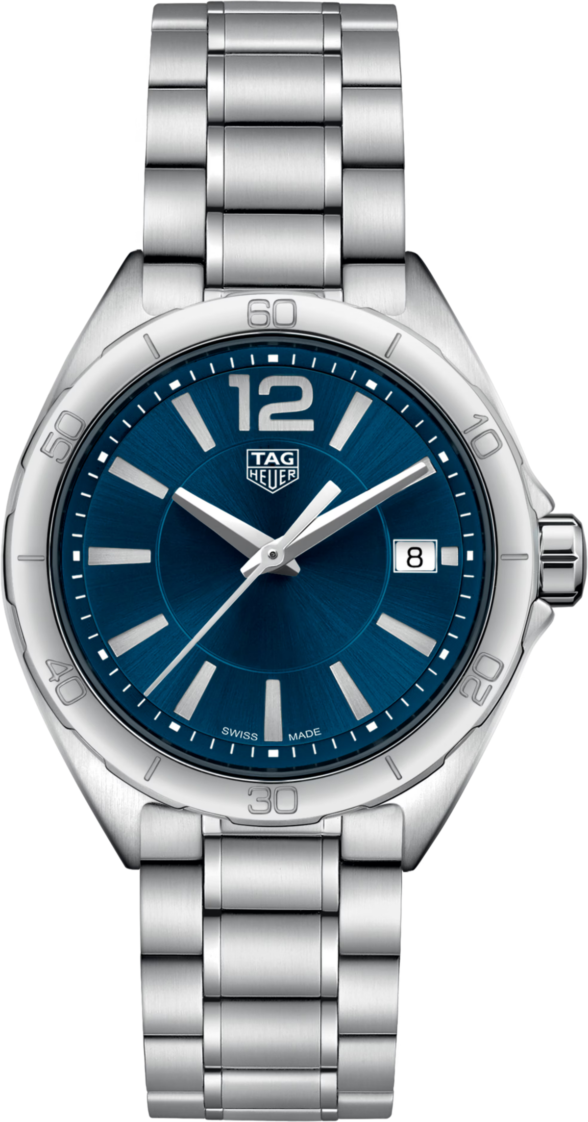 Orologio TAG Heuer donna in acciaio con quadrante blu, numeri e cinturino a maglie