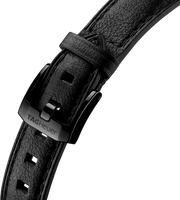 Cinturino in pelle nera con fibbia TAG Heuer e chiusura ad ardiglione