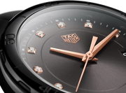 Quadrante nero soleil TAG Heuer con lancette rosa oro e indici con diamanti
