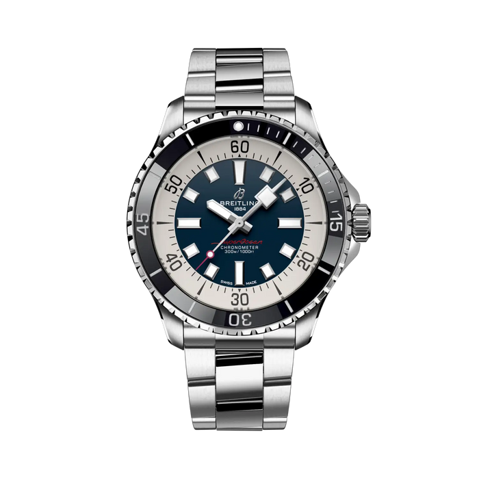 Breitling Superocean Automatic 44 Uomo 44 mm Acciaio Quadrante Blu Calibro 17 COSC Lunetta Ceramica Vetro Zaffiro Bracciale Acciaio 300 m Ref. A17376211C1A1