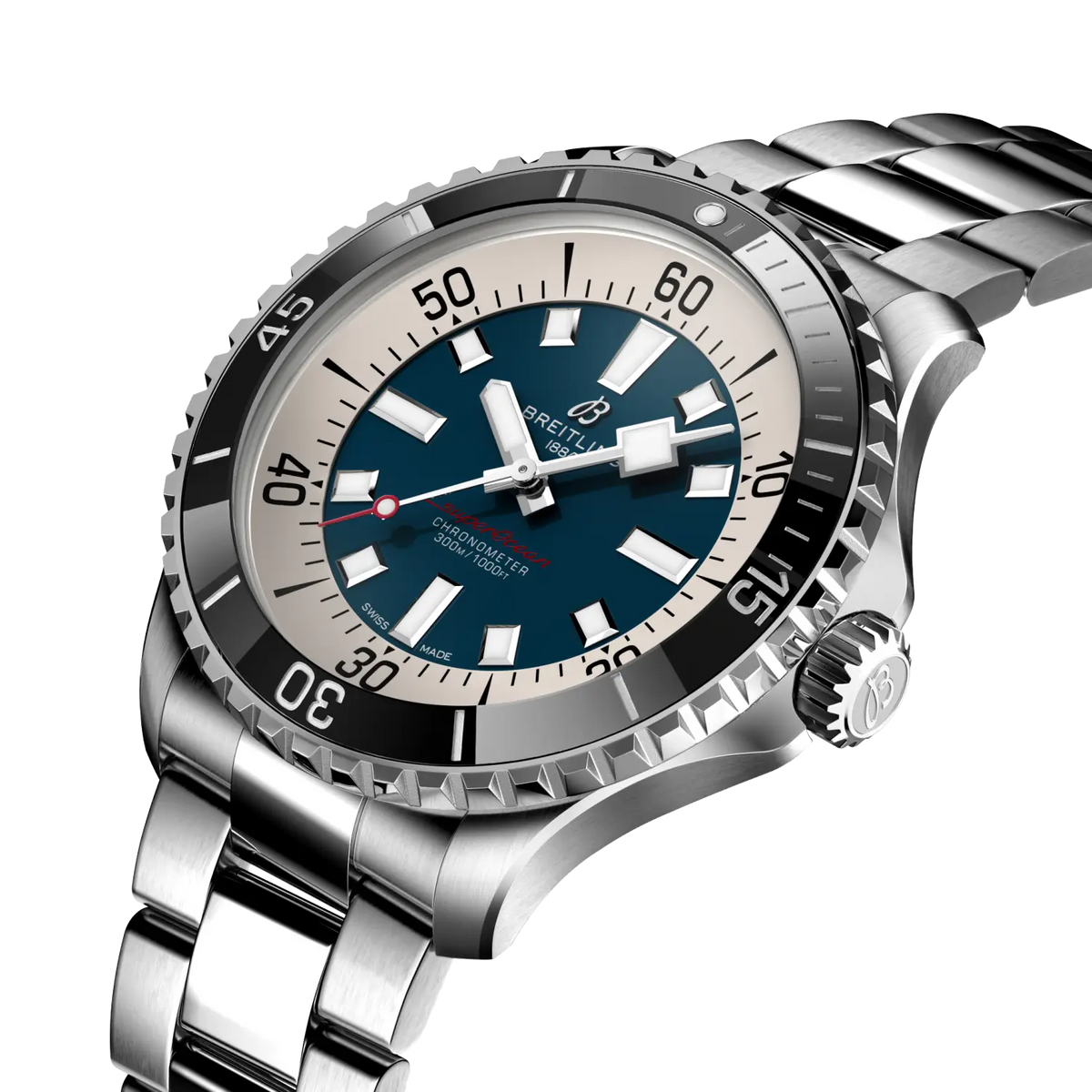 Breitling Superocean Automatic 44 Uomo 44 mm Acciaio Quadrante Blu Calibro 17 COSC Lunetta Ceramica Vetro Zaffiro Bracciale Acciaio 300 m Ref. A17376211C1A1