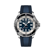 Orologio subacqueo Breitling con quadrante blu, indici bianchi e cinturino blu