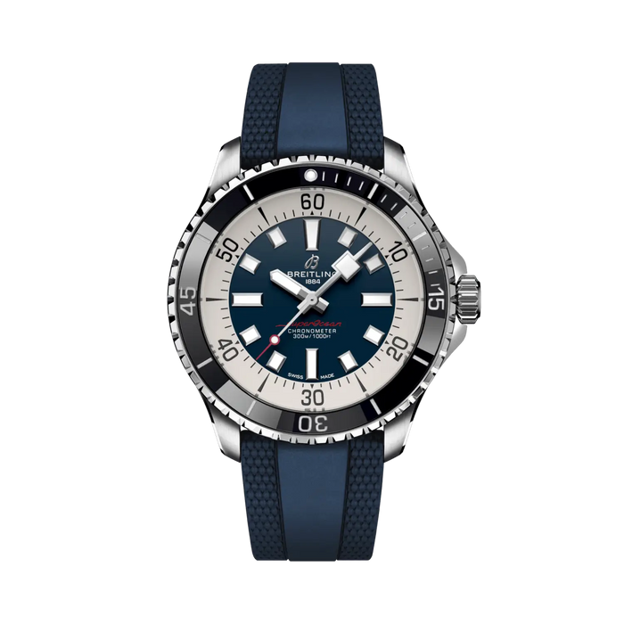 Breitling Superocean Automatic 44 Uomo 44 mm Acciaio Quadrante Blu Calibro 17 COSC Caucciù Blu Lunetta Ceramica 300 m Ref. A17376211C1S1