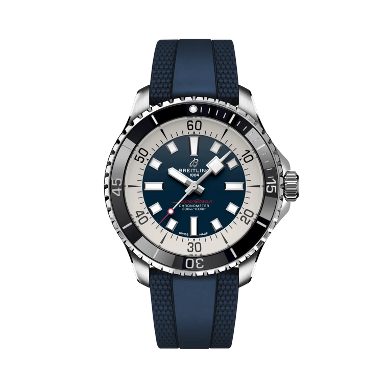 Breitling Superocean Automatic 44 Uomo 44 mm Acciaio Quadrante Blu Calibro 17 COSC Caucciù Blu Lunetta Ceramica 300 m Ref. A17376211C1S1