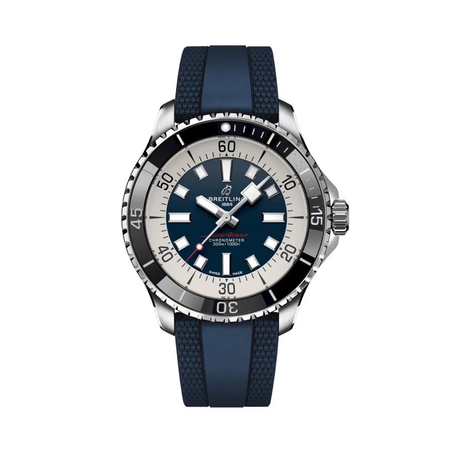 Breitling Superocean Automatic 44 Uomo 44 mm Acciaio Quadrante Blu Calibro 17 COSC Caucciù Blu Lunetta Ceramica 300 m Ref. A17376211C1S1