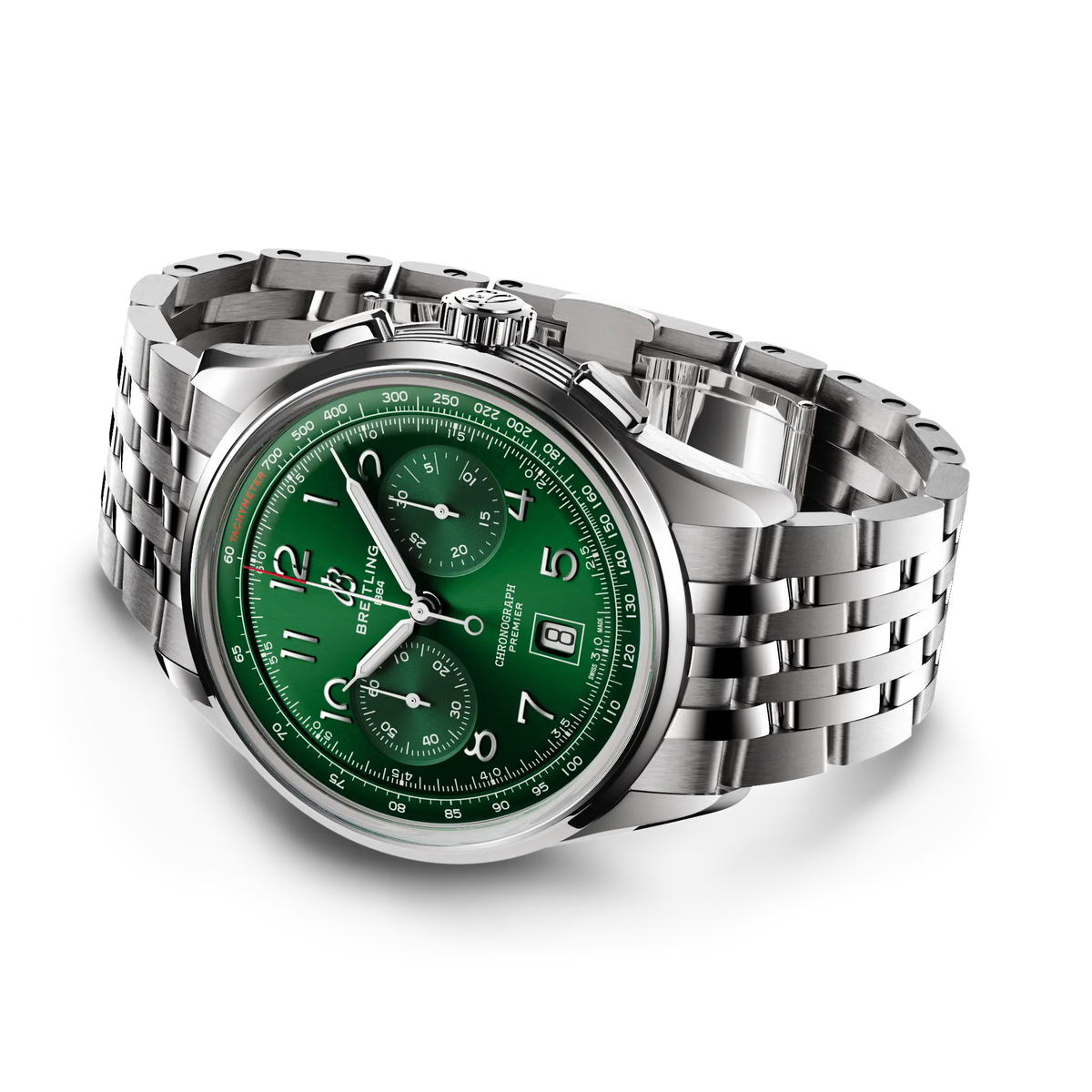 Orologio Breitling Premier B01 42 mm con quadrante verde e cassa in acciaio