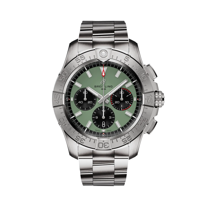 Breitling Avenger B01 Chronograph 44 Automatico Uomo 44 mm Acciaio Quadrante Verde Calibro B01 COSC Vetro Zaffiro Bracciale Acciaio 300 m Ref. AB0147101L1A1