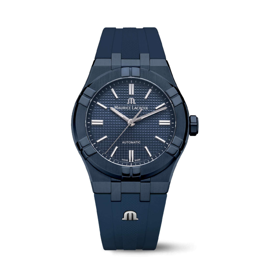 Maurice Lacroix AIKON Automatic 39mm Blue PVD Limited Edition Uomo Acciaio PVD Blu Quadrante Blu Clous de Paris Automatico Calibro ML115 Vetro Zaffiro Cinturino Gomma Blu 200m Swiss Made 888 Esemplari Ref. AI6007-PVC00-430-4